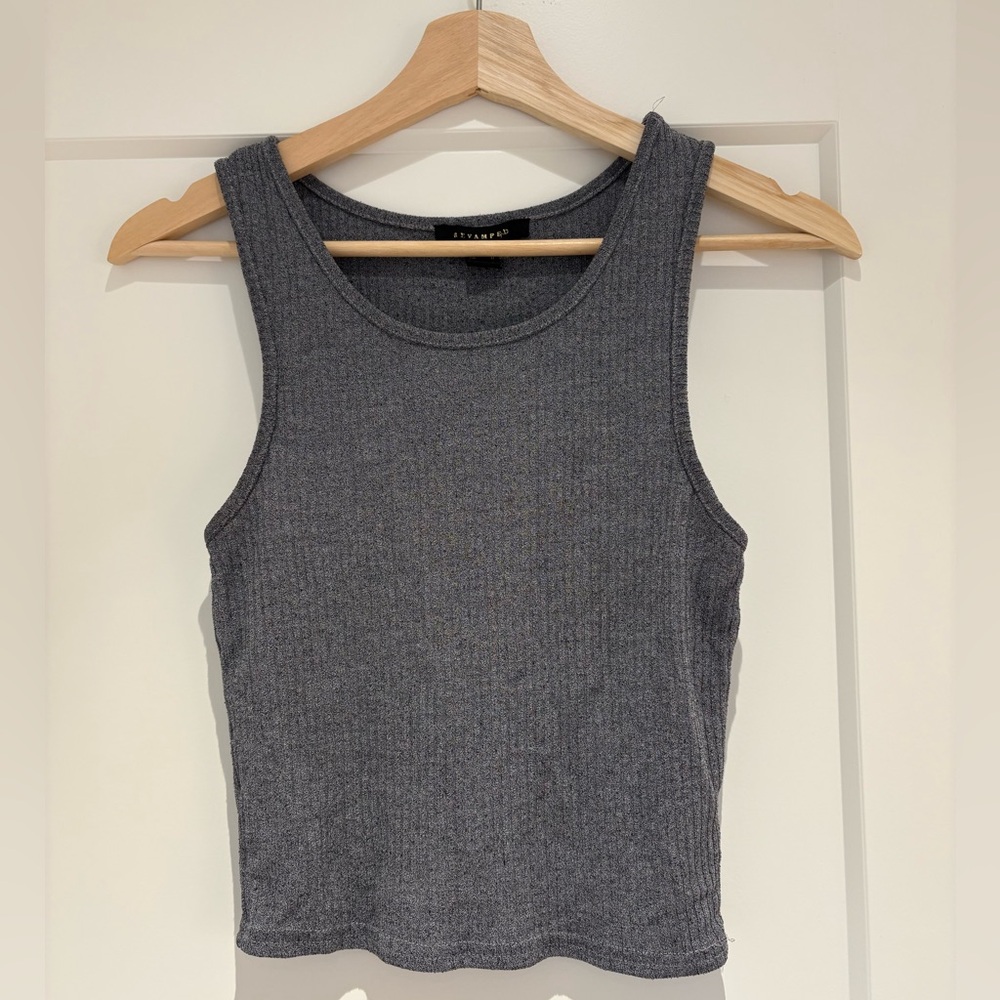 REVAMPED | grey ribbed tank top size large